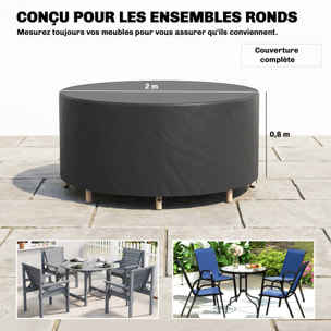 Housse meuble de jardin imperméable Oxford haute densité 420D dia.200 x H.80 cm noir