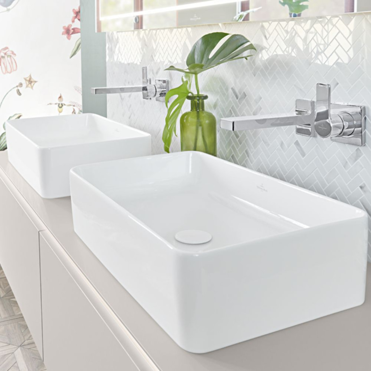 Vasque a poser rectangle Collaro Blanc CeramicPlus