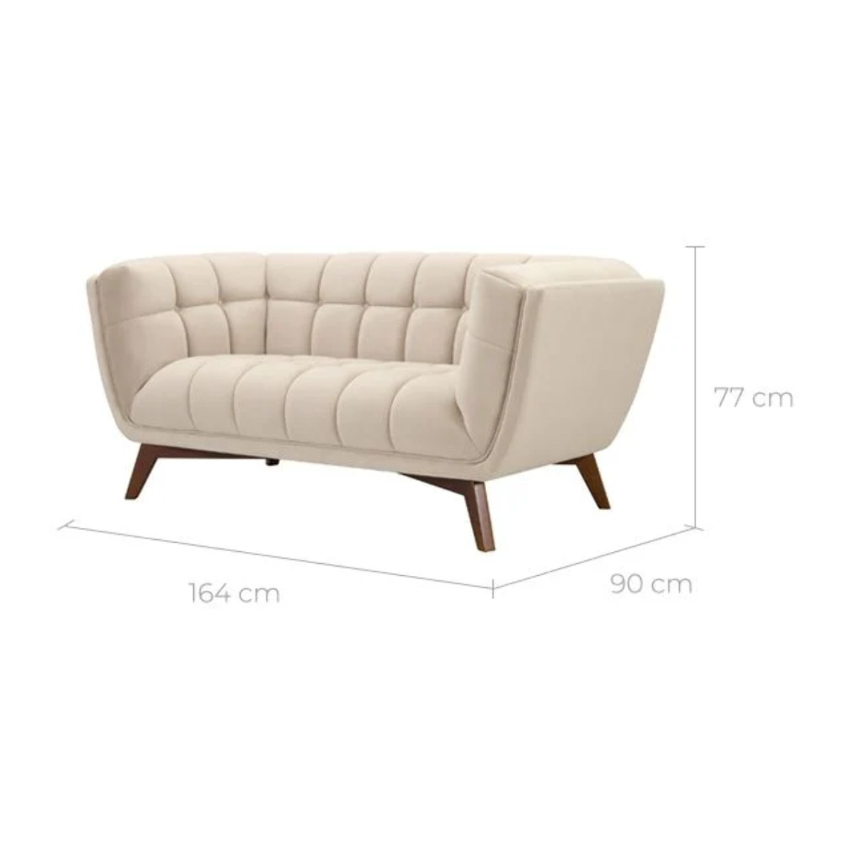 Canapé 2 places en velours beige - Mona