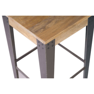 Tabouret de bar industriel métal et bois manguier massif H65 cm MADISON