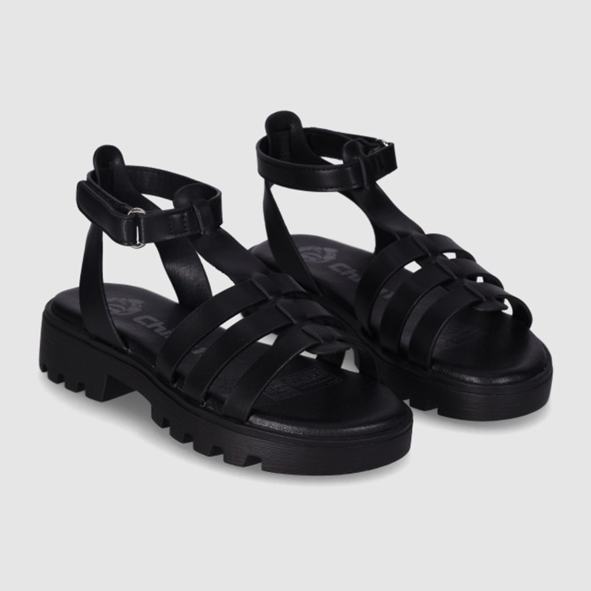 Sandalias de Piel Sintética - Negro - Tacón: Bajo