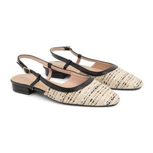 Slingback con tacco 3 e punta stondata - NERO