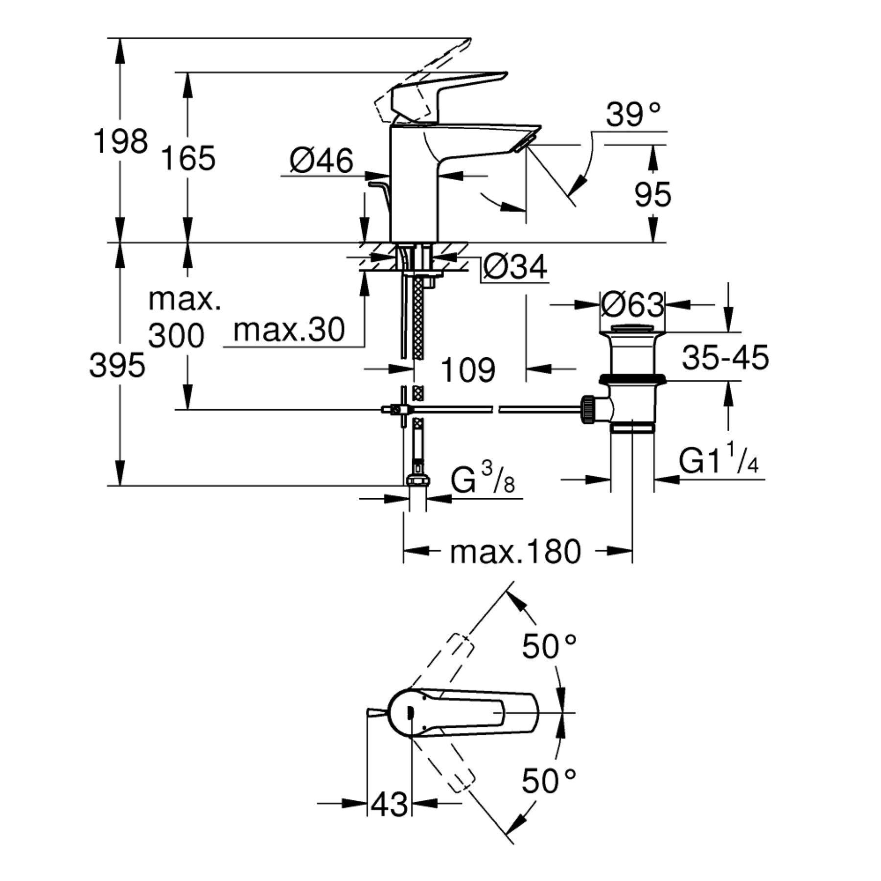 Mitigeur monocommande Lavabo Start QuickFix, Taille S, chromé
