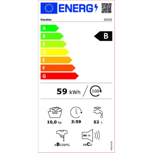 Cecotec Lavadora 10 Kg Carga Frontal Bolero DressCode 10200 Inverter. 1500 rpm 1