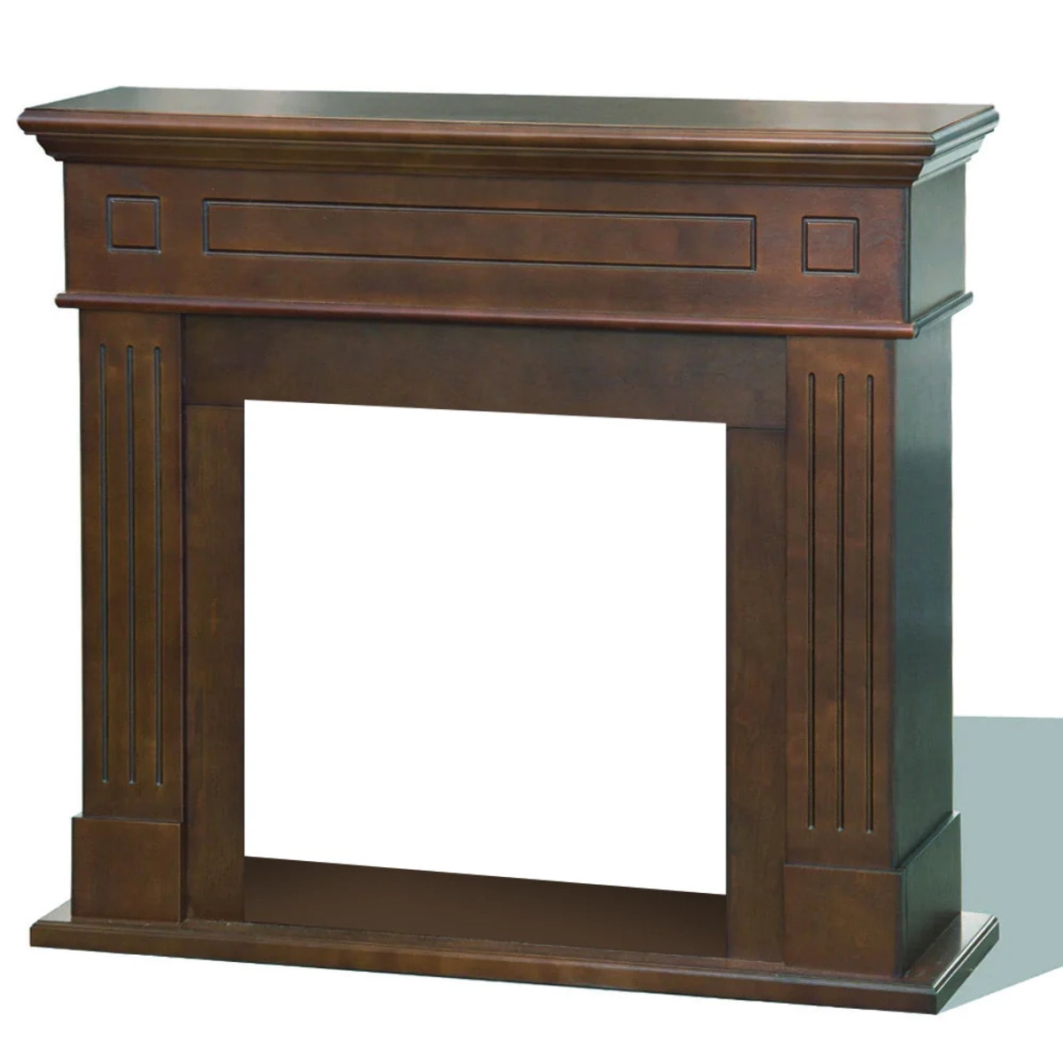 Cambridge - Cornice per Camino 110x100x36 cm Rivestimento Decorativo in Legno MDF Noce