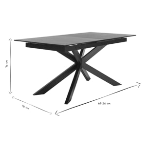 Table à manger extensible en céramique noire et métal L168-210 cm MELZA