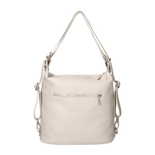 Borsa a spalla convertibile in zaino Bianca da donna In Vera pelle Made in Italy 30x26x9 cm