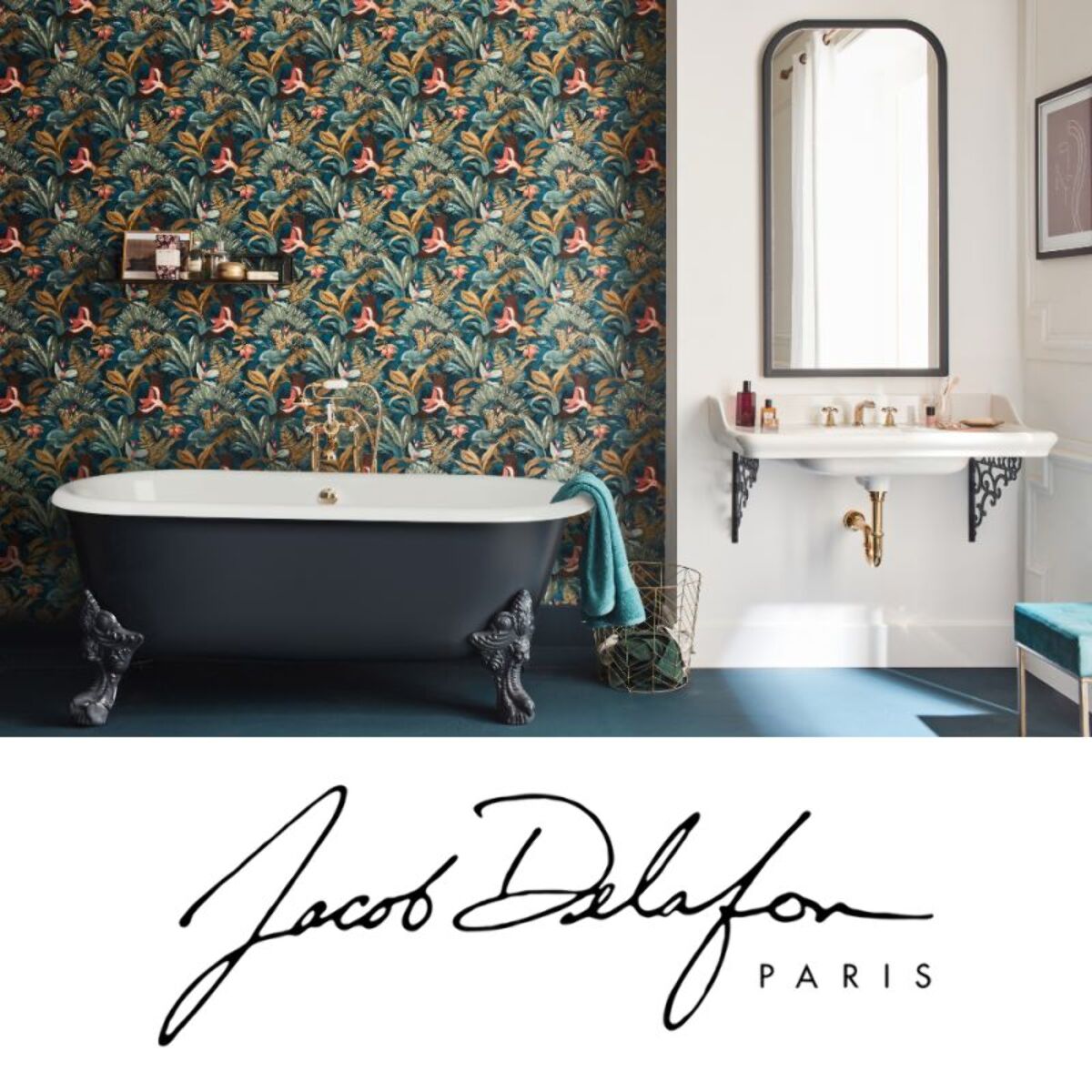 Pack plan vasque suspendu 3 trous Cléo 1889 + colonne droite + miroir + mélangeur croisillon chromé + siphon chromé