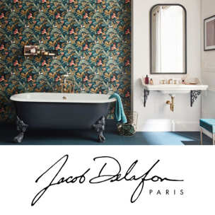 Pack plan vasque suspendu 3 trous Cléo 1889 + colonne droite + miroir + mélangeur croisillon chromé + siphon chromé