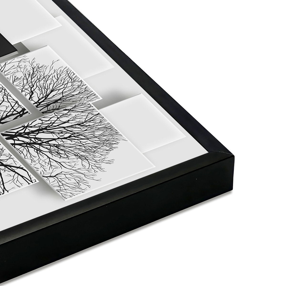 Affiche encadrée arbres graphiques noir et blanc Affiche + cadre en métal - Noir