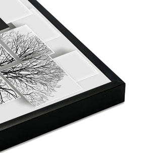 Affiche encadrée arbres graphiques noir et blanc Affiche + cadre en métal - Noir