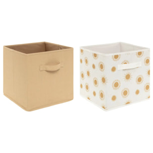 Set de 2 bacs rangements enfant "Soleil" - carton - jaune ocre