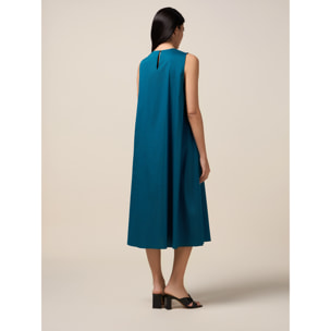 Oltre - Vestito midi in popeline con spilla - Ottanio