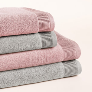 Lot de 4 serviettes Harmony bicolores rose titane - Zero Twist - 600 grammes