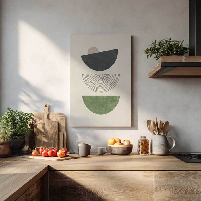 Tableau abstrait formes géométriques vert Toile imprimée