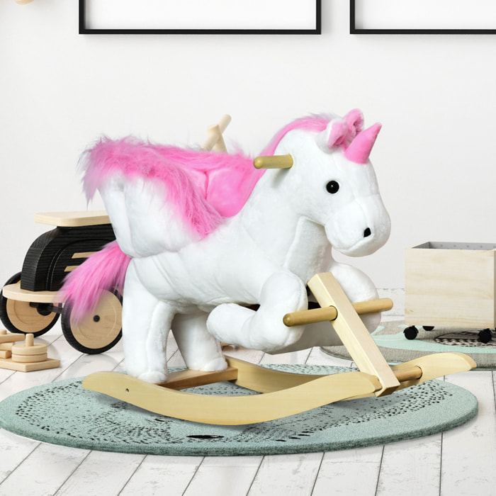 HOMCOM Cavallo a Dondolo a Forma di Unicorno - Bianco