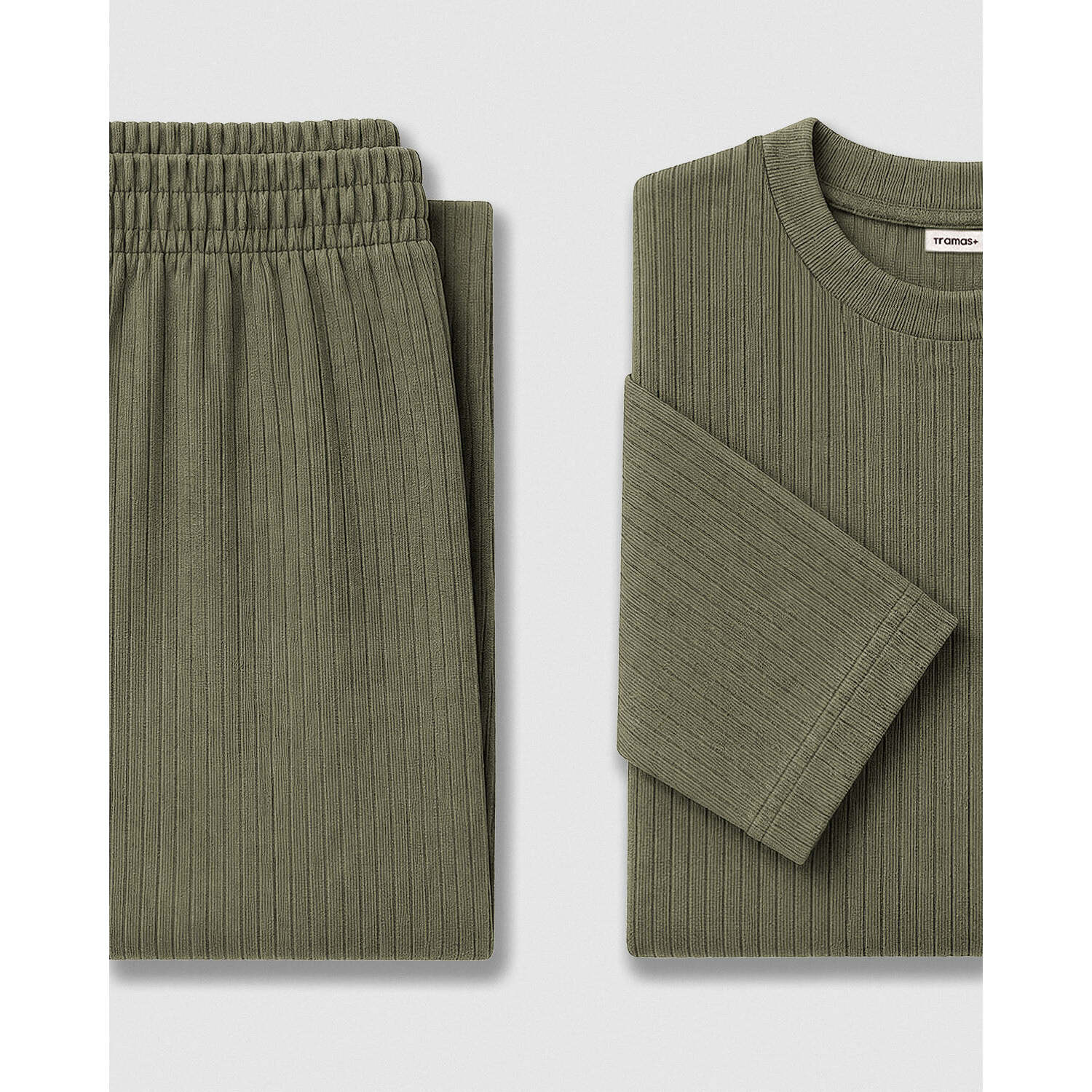 Pijama canalé raya ancha verde cacería