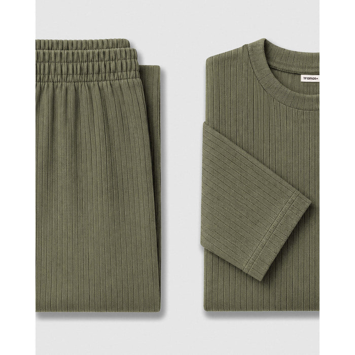 Pijama canalé raya ancha verde cacería