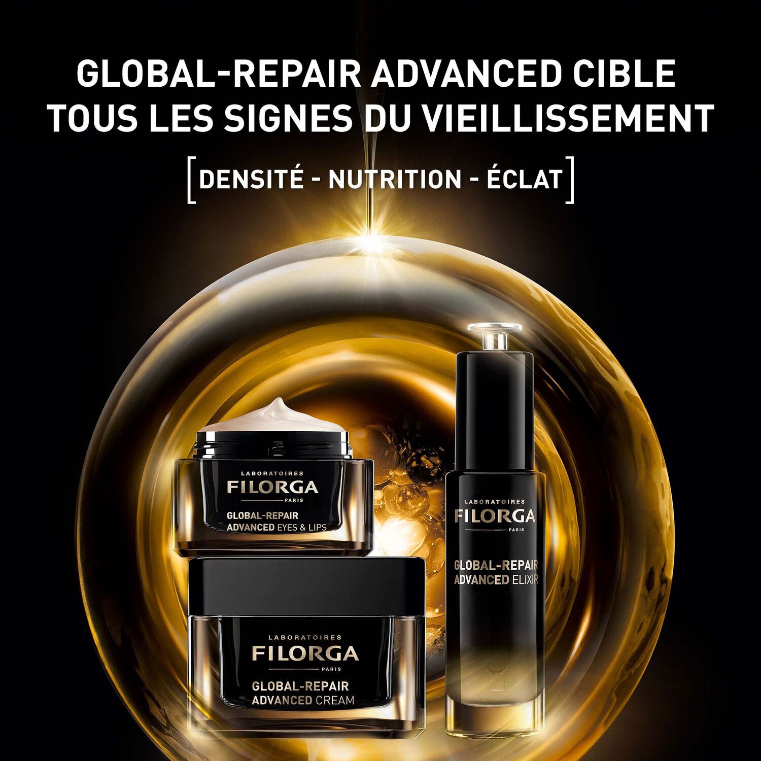 Global-Repair Eyes & Lips - Soin contour des yeux et lèvres nutrition anti-âge et rides 15 ml