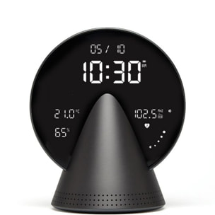 Radio réveil LEXON Conic Clock avec fonction Bluetooth Gris
