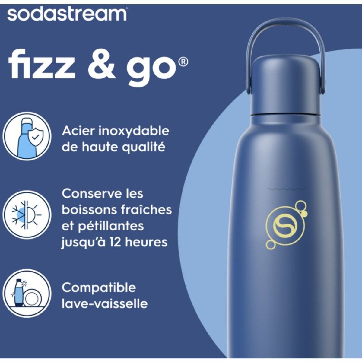 Bouteille isotherme SODASTREAM Gourde Fizz & Go Cool bleue