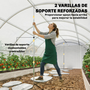 Invernadero de Exterior 6x4x2 m, Invernadero de Túnel con 2 Varillas de Soporte, Puertas Enrollables, Ventanas de Malla, Cubierta PE y Marco de Acero Galvanizado, Anti-UV, Impermeable, Blanco