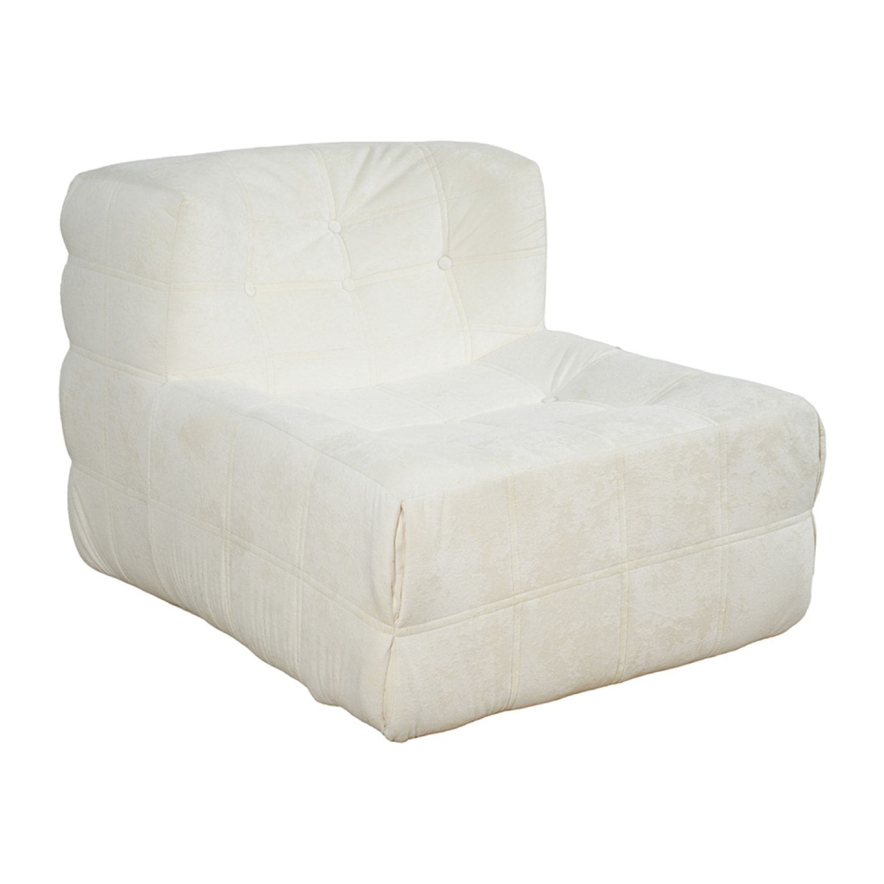Fauteuil pouf compressé en velours beige ROSTOCK