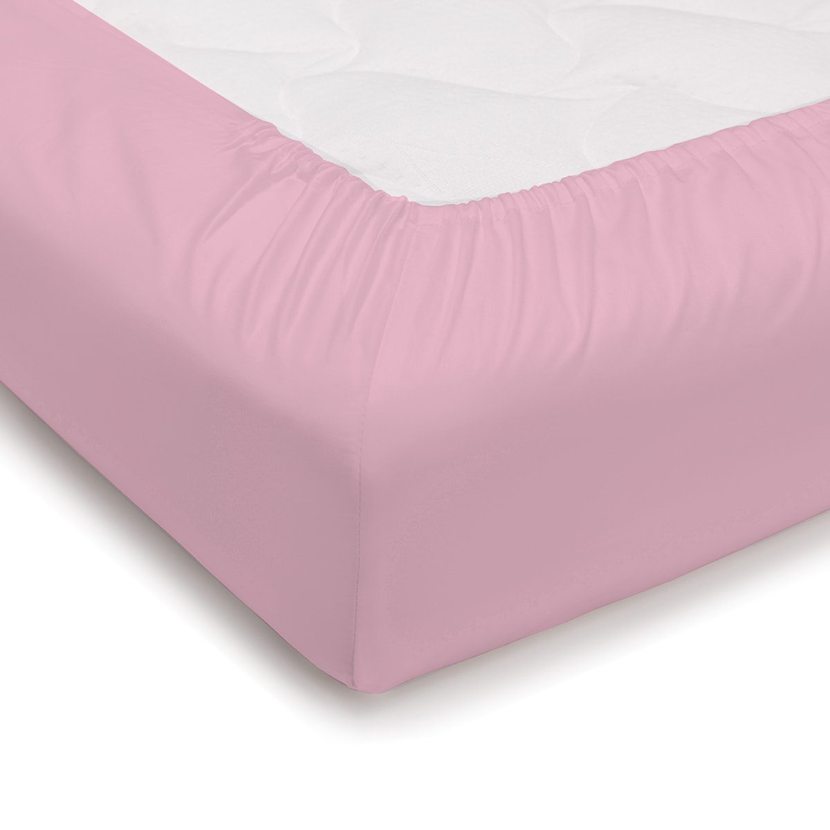 Lenzuolo sotto con angoli tinta unita rosa 100% cotone
