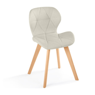 Chaises Gatsby en tissu et pieds bois - Beige