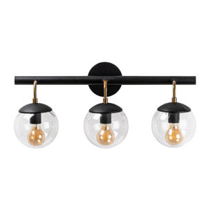 Aplique de pared, metal , negro, 61x28x20, casquillo 3 x E 27 Max 40 W