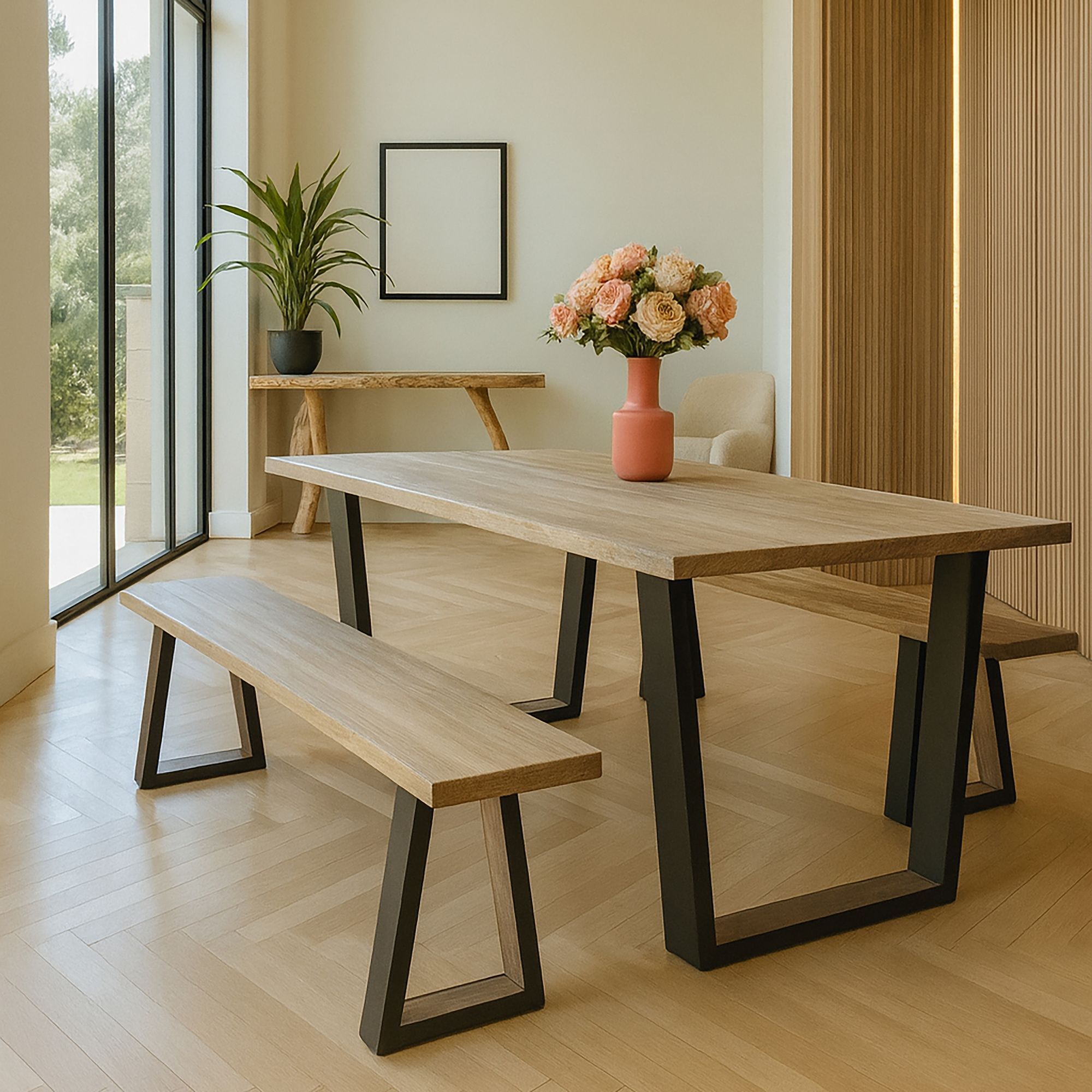 Lot de 2 bancs en bois d'acacia 180cm HERA