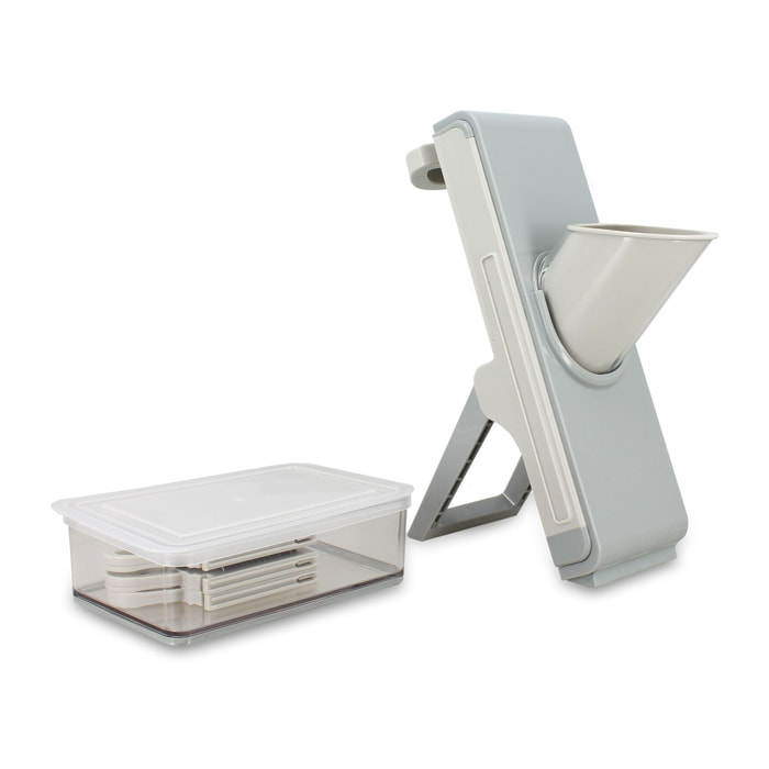 Mandoline verticale en polypropylène gris et acier inoxydable