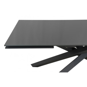 Table extensible plateau en verre gris 160/240 cm - TWIST