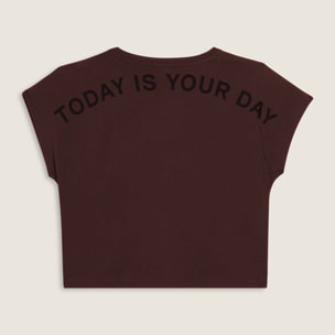 T-shirt donna con stampa sulle spalle