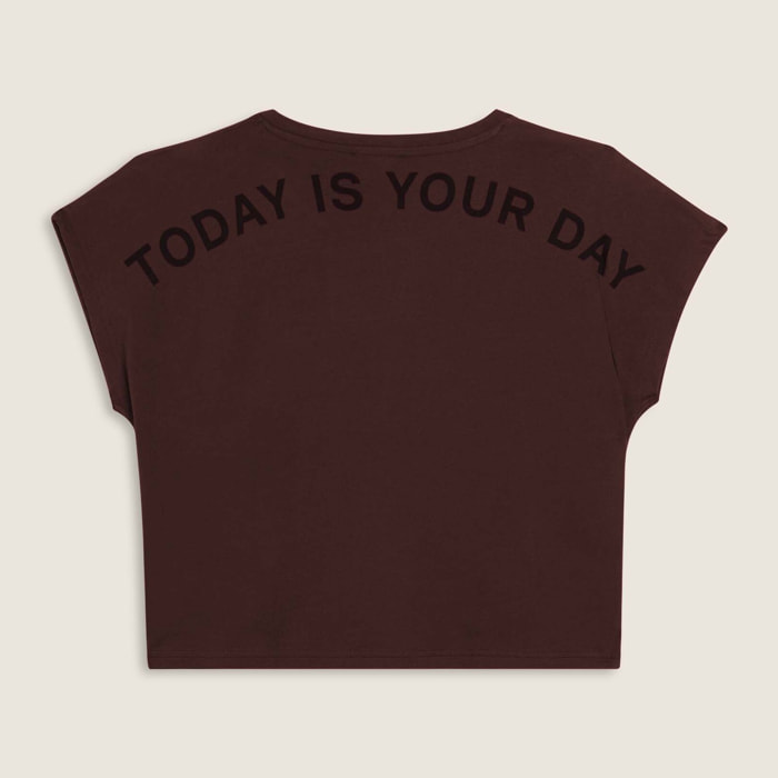 T-shirt donna con stampa sulle spalle