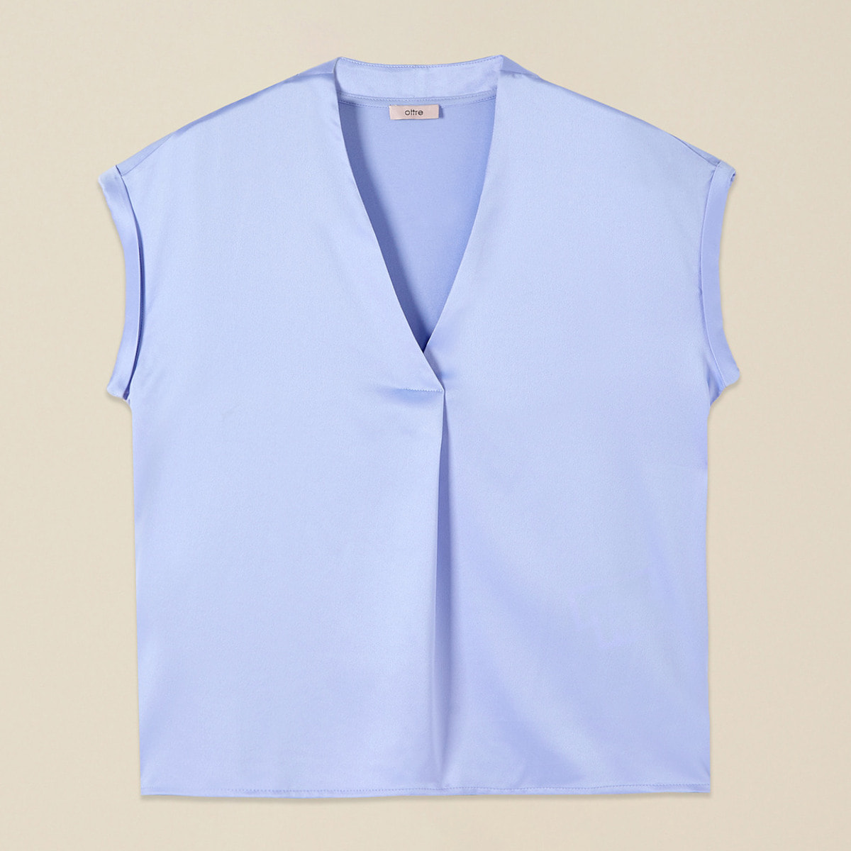 Oltre - Camiseta bimatérica con escote en V - Light - blue