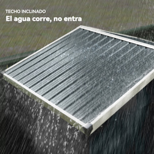 Outsunny Caseta de Jardín Exterior 1,1 m², 136x87x176 cm, Cobertizo de Jardín Exterior Metálico con Puerta Corredera, Techo Inclinado y Guantes, para Almacenaje de Herramientas, Gris Oscuro