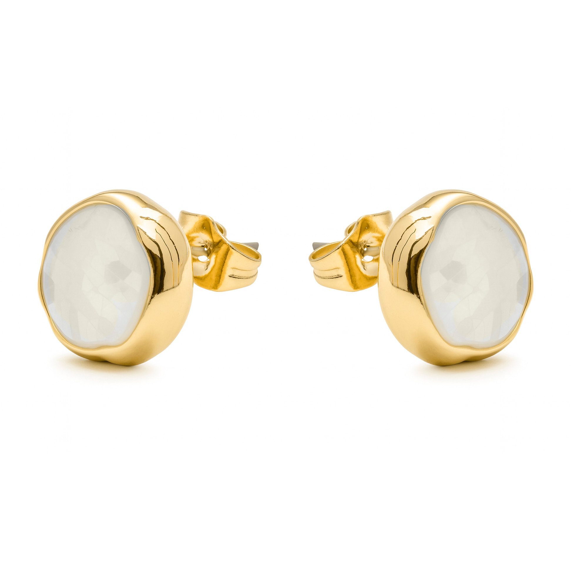 Pendientes de Madreperla Blanca acabado en oro amarillo 18k