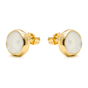 Pendientes de Madreperla Blanca acabado en oro amarillo 18k