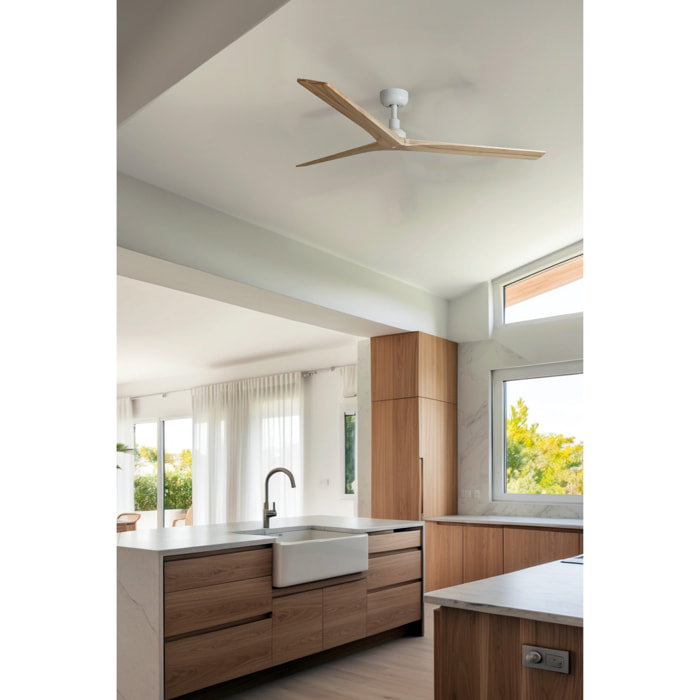 KLIM L Ventilateur de plafond blanc/bois chêne TUYA