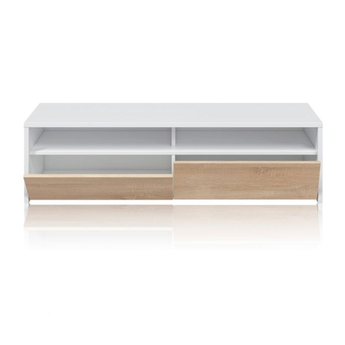 Mueble TV Elba 2 puertas Blanco Artik (Blanco Mate) - Roble Canadian