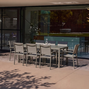 Table de jardin aluminium + 8 assises CAPUA 180