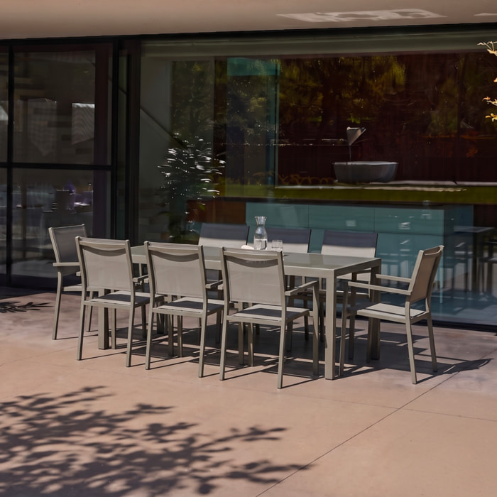 Table de jardin aluminium + 8 assises CAPUA 180