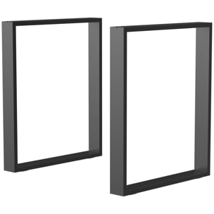 Juego de 2 Patas de Mesa de Acero 60x72 cm Patas Rectangular de Mesa para Muebles de Bricolaje Estilo Industrial con Tornillos y Protectores de Suelo Negro