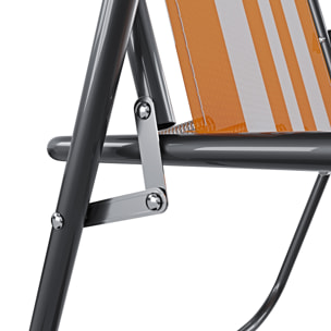Sedia Pieghevole Da Spiaggia Campeggio Camping Leggera E Resistente In Metallo In Tessuto Oxford 600D Con Braccioli Seggiola Strisce Arancione