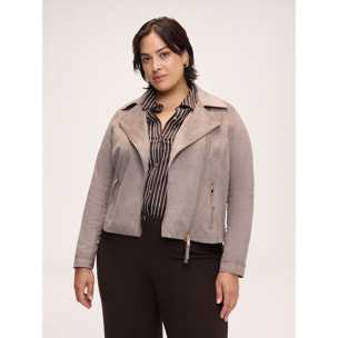 Fiorella Rubino - Giacca biker in tessuto soft touch - Grigio