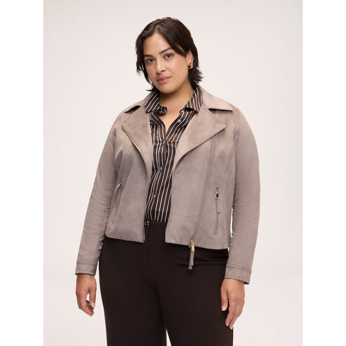 Fiorella Rubino - Giacca biker in tessuto soft touch - Grigio