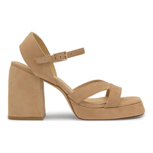 Sandalias de tacón de mujer Vero en ante con cierre de hebilla