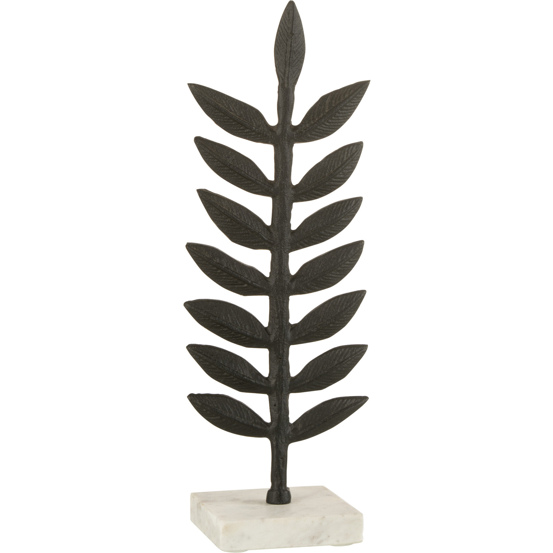 J-Line Statue Feuille Decorative Aluminium/Marbre Noir/Blanc Small