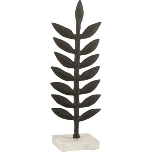 J-Line Statue Feuille Decorative Aluminium/Marbre Noir/Blanc Small